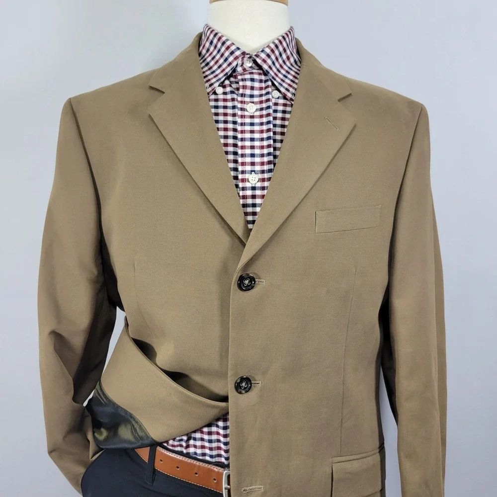 Banana Republic Men's Sport Coat‎ Blazer Three Button Brown Cotton Size 44R